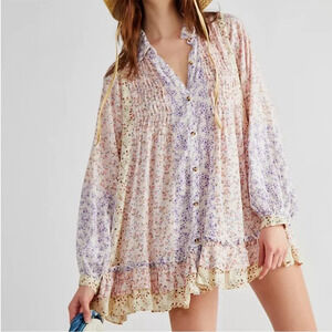 Free People Lost in you floral tunic mini dress